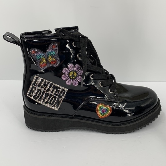 Steve Madden JKudos patent combat boots crystal limited edition butterfly girl 4 - Picture 1 of 6